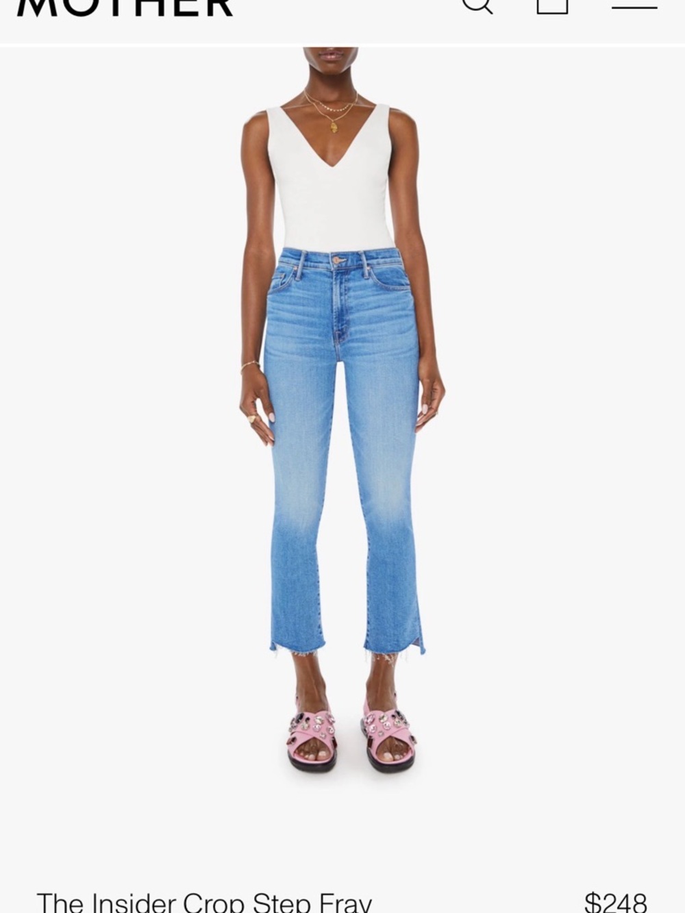 MOTHER Light Blue Cropped Step-Fray Jeans size 28